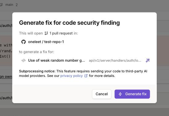 The autofix confirmation dialog